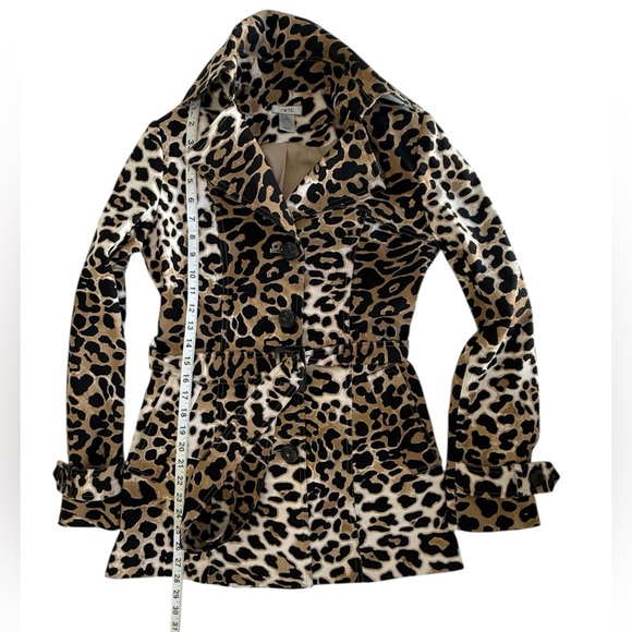 Cache Leopard Print Trench Coat Jacket Belted Animal Print Size S - Picture 7 of 13